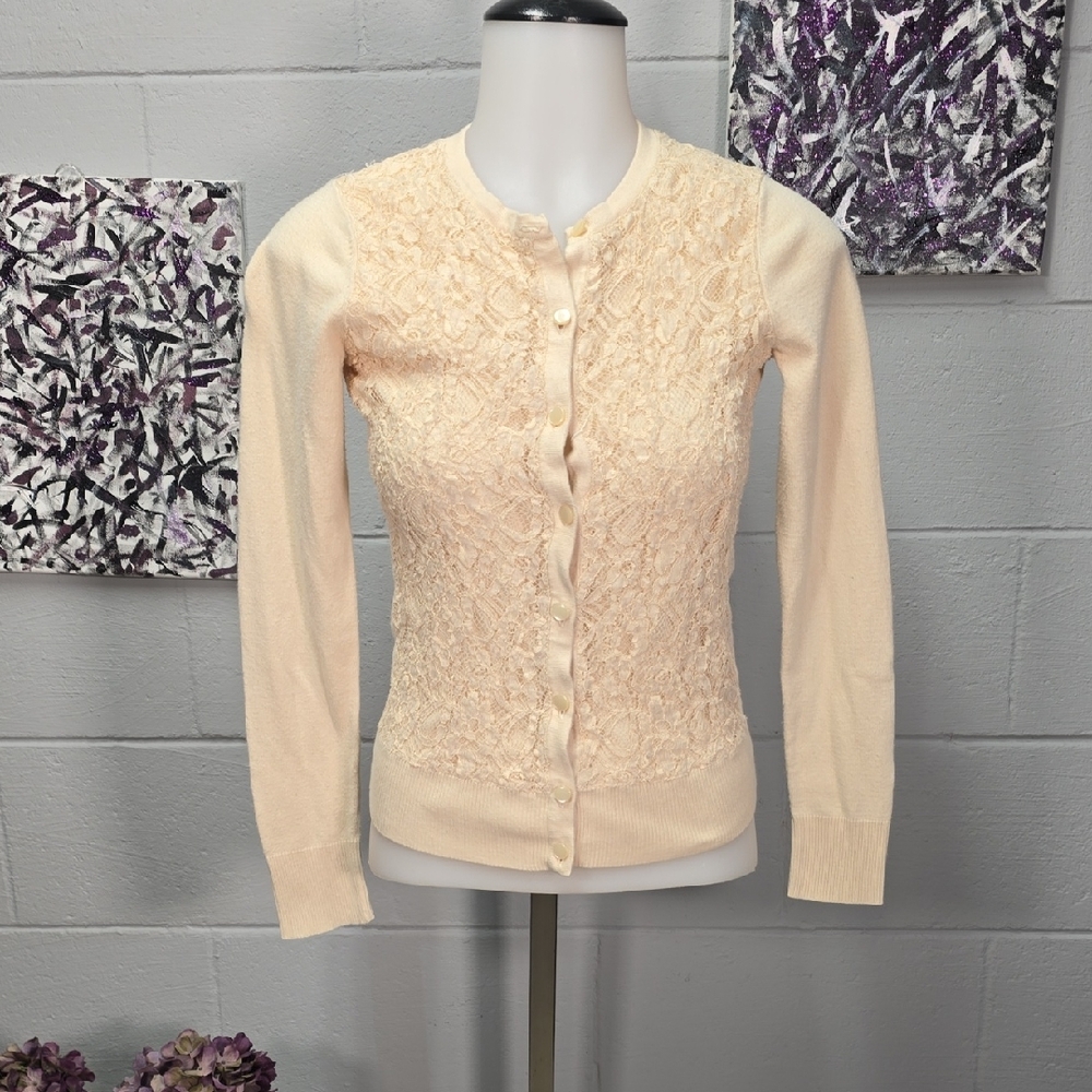 Merona Cream Lace Button-Up Sweater - Picture 2 of 11